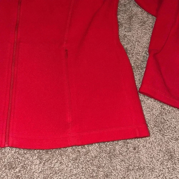 L.L. Bean full zip fleece jacket long sleeve red  size small.  GG - Picture 4 of 5